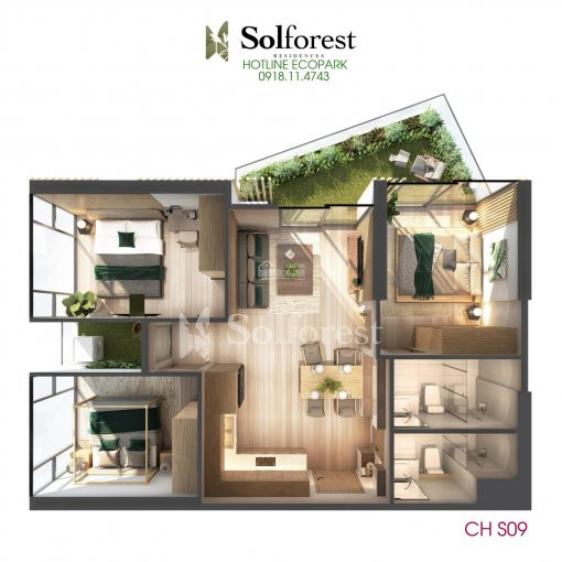 Tầng 10-16-18a Sol Forest - Tặng Cây Vàng - Căn đẹp - Htls 0%/85% - Sân Vườn đẹp - Cđt 0918114743 7