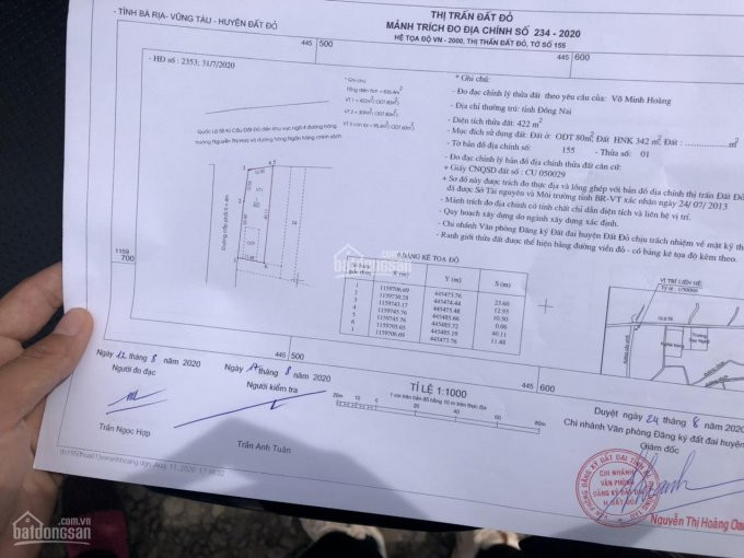 Bán đất Mặt Tiền Quốc Lộ 55 đất đỏ Bà Rịa Vũng Tàu Dt 826m T Cư 220m 1