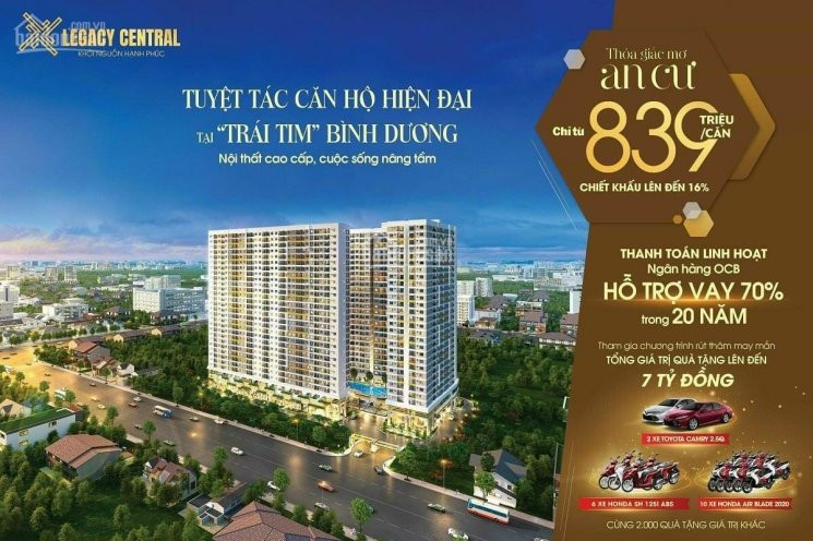 Căn Hộ  Legacy Central  P Thuận Giao, Tp Thuận An, Tỉnh Bình Dương  Chỉ Cần Thanh Toán 168tr/20% 1