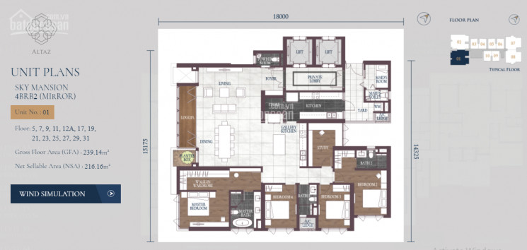 Căn Hộ Sky Mansion 4 Pn Dt: 239m2 Căn Số 01 Tòa Altaz Feliz En Vista, Giá 175tỷ 0931356879 3