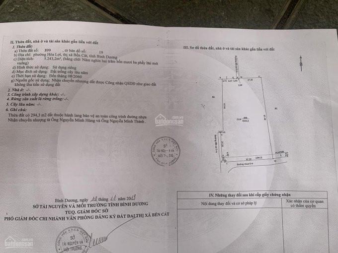 Chính Chủ Bán Nhanh đất Mặt Tiền đường Nhựa  57 X 110 =6800m2  Phường Hoà Lợi , Thị Xã Bến Cát , Bd 7