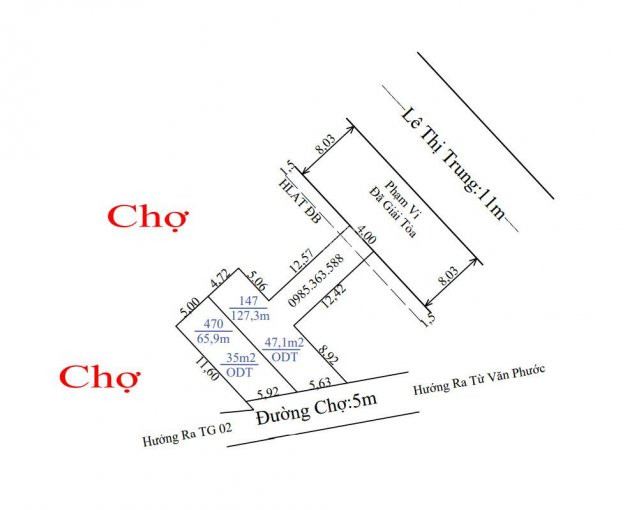 Chính Chủ Bán Nhanh Lô đất 2 Mặt Tiền Chợ Bình Thuận, Lê Thị Trung 2