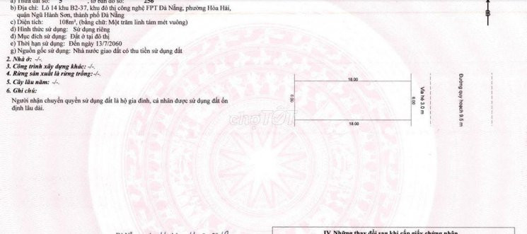 Chuyển Vùng định Cự,bán Gấp Lô đất Khu Fpt đà Nẵng 4