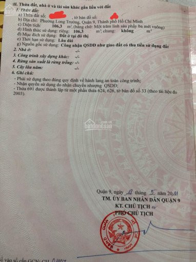 đất đường 6 Long Trường Quận 9 Dt=106m2 Thổ Cư - Giá 2,92tỷ Giá Thật 100% Lh : 0945275150 2