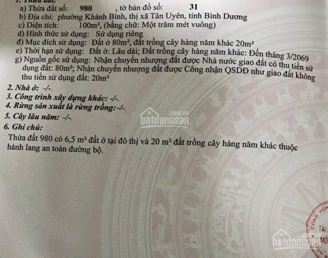 đất Mặt Tiền Khánh Bình 15, Tân Uyên, Gần Ngã Tư Trịnh Hoài đức Và Vòng Xoay Tân Uyên, Giá 115 Tỷ 2