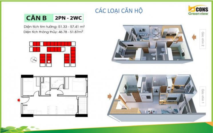 Hot! Bao Giá Rẻ Nhất Căn Hộ Bcons Green View Căn 44m2-1tỷ360, 51m2-1tỷ5, Căn Góc 56m2-1tỷ650tr 7