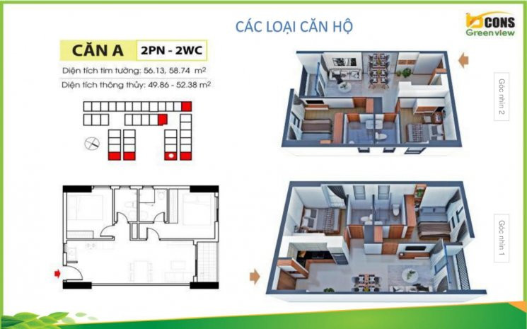 Hot! Bao Giá Rẻ Nhất Căn Hộ Bcons Green View Căn 44m2-1tỷ360, 51m2-1tỷ5, Căn Góc 56m2-1tỷ650tr 8