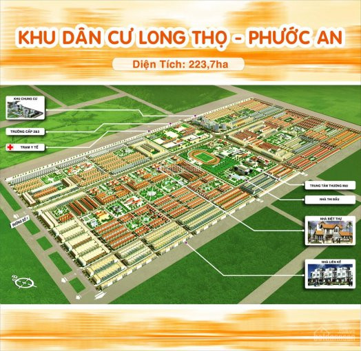 Nền Biệt Thự 300m2 đối Diện Công Viên đường Nhựa Lớn Thuộc Dự án Long Thọ Phước An, Cửa Ngõ Sân Bay 1