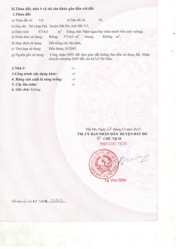 Chính Chủ Cần Bán đất Láng Dài, Lộc An, Huyện đất đỏ, Brvt 3