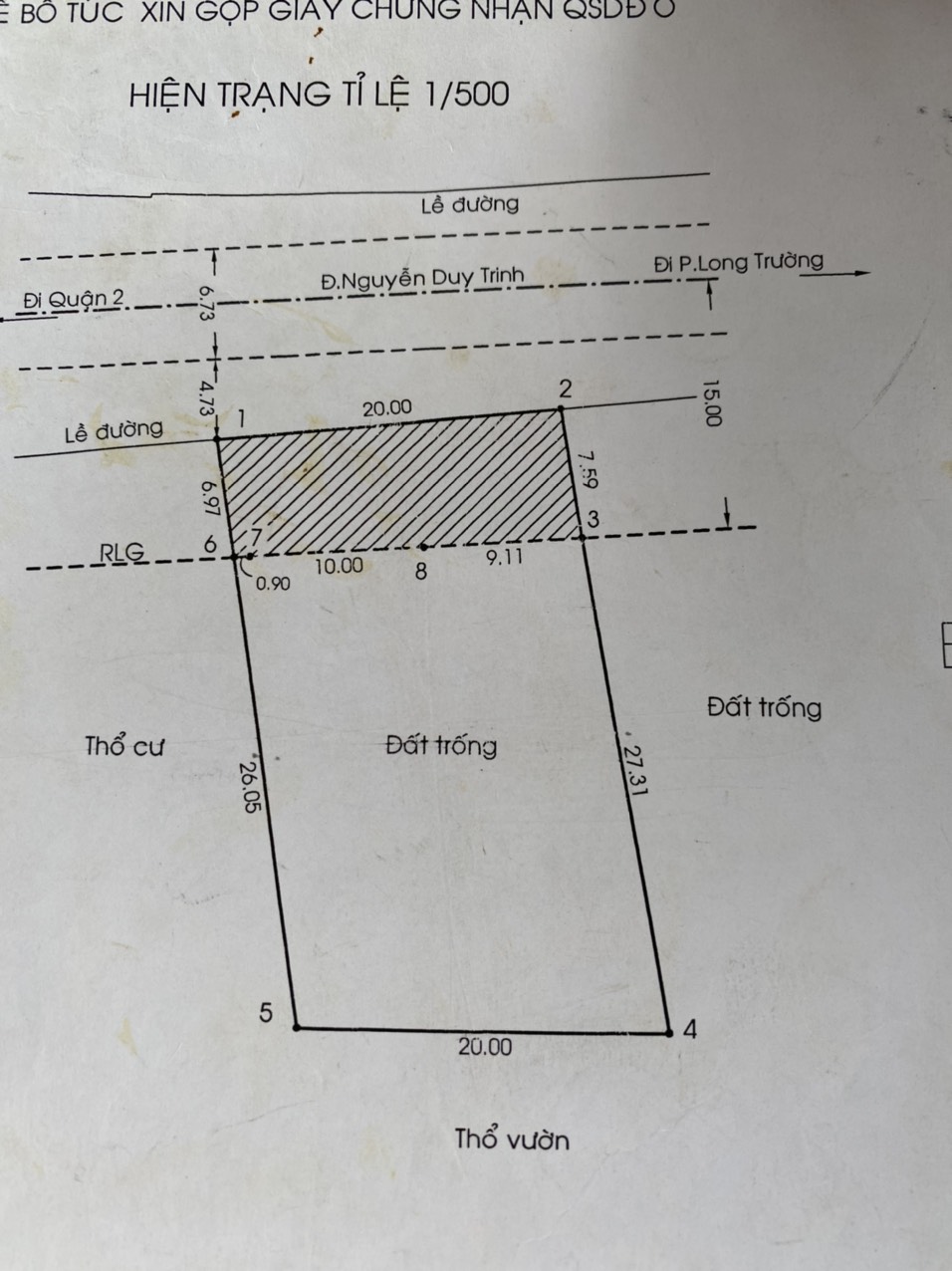 Bán 267,6m2 đất mặt tiền đường nguyễn duy trinh, phường phú hữu Q9