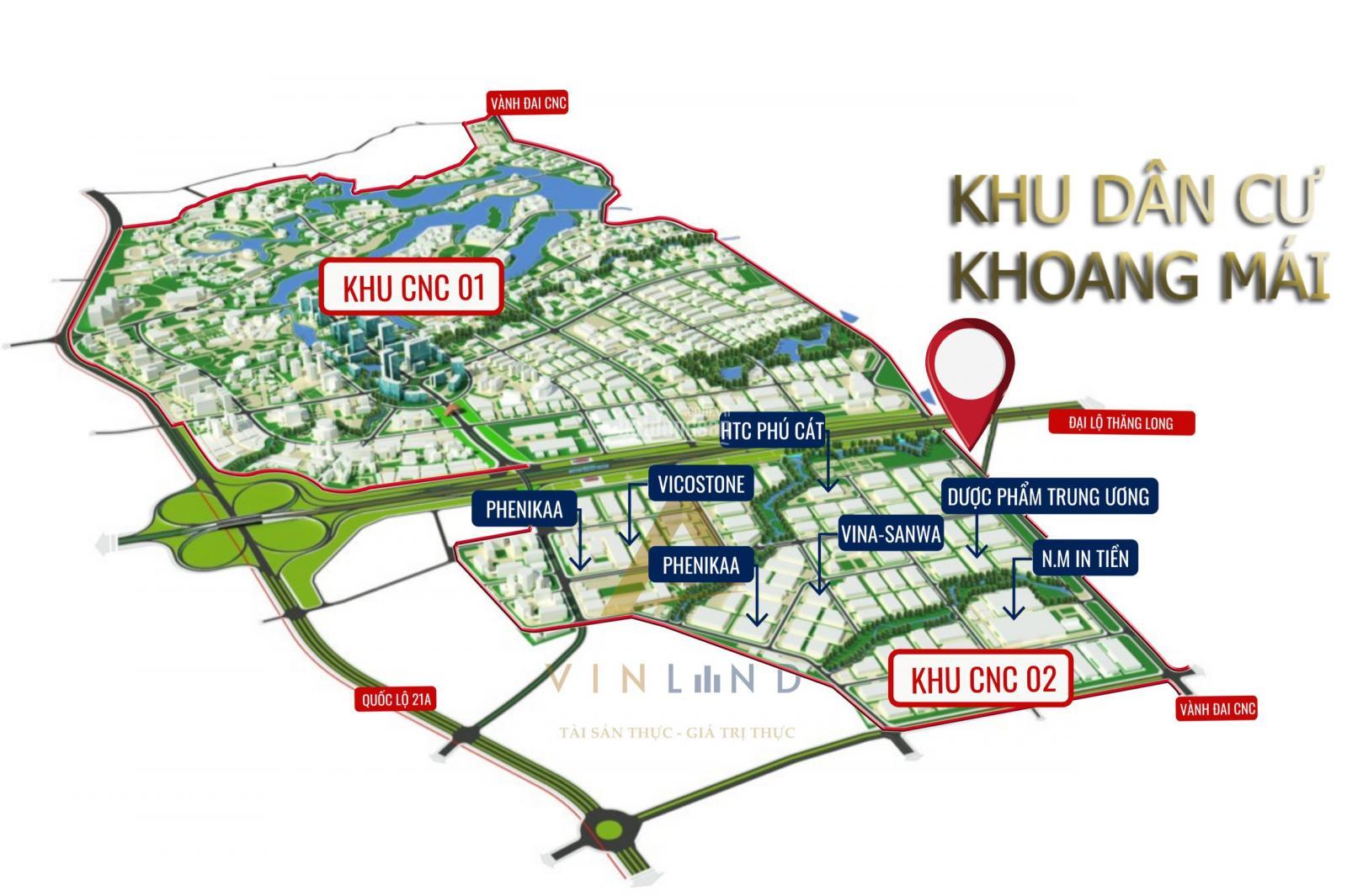 Cắt lỗ lô đất, 300m đến đại lộ Thăng Long, cách trung tâm tổ hợp y tế 700m, sát vành đai công nghệ 4