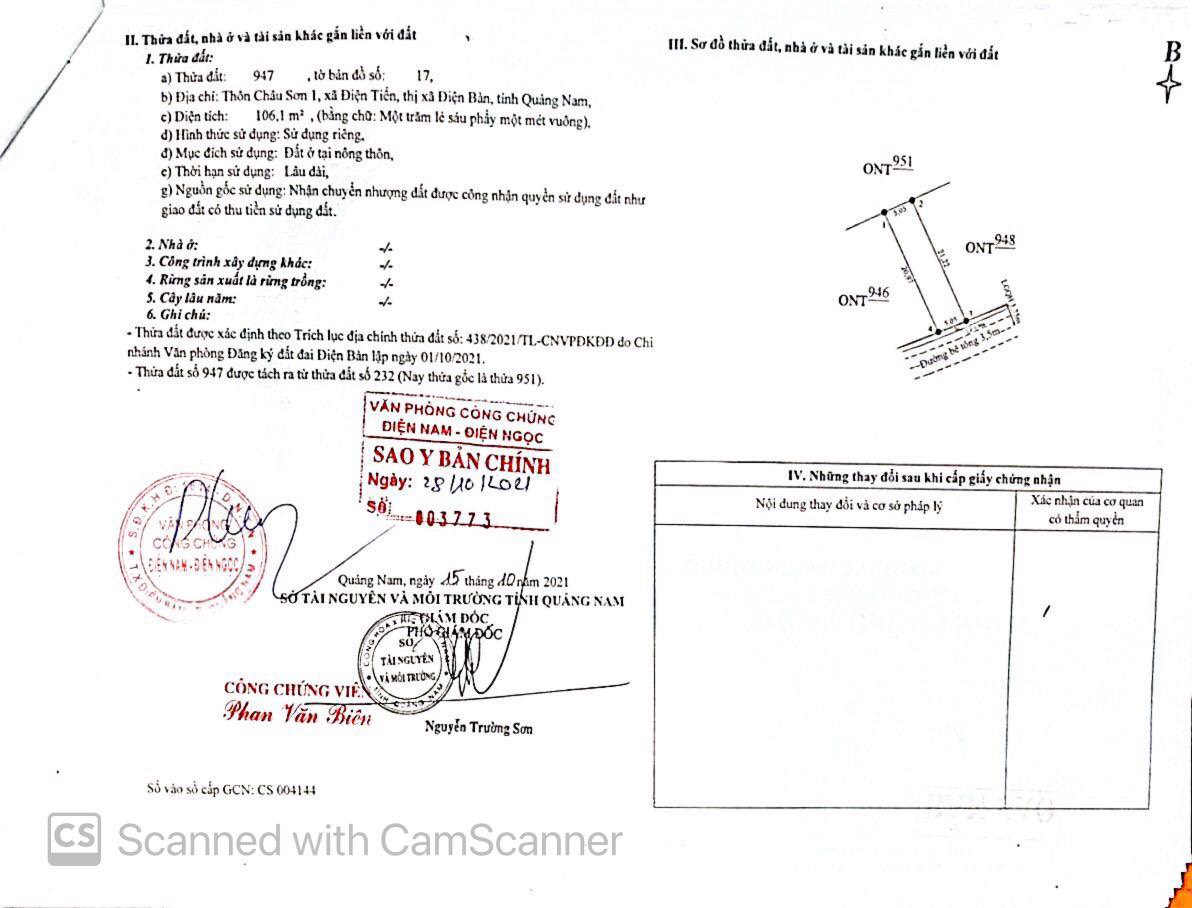 Cần bán Căn hộ chung cư Xã Điện Tiến, Điện Bàn, Diện tích 109m², Giá 465    Triệu - LH: 0783865810 7