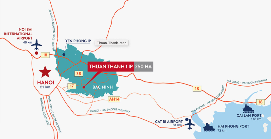 Đất KCN Thuận Thành 1, KCN Mới của CĐT Viglacera,giai đoạn đầu giá tốt, thời hạn sử dụng đến năm 2071. 2