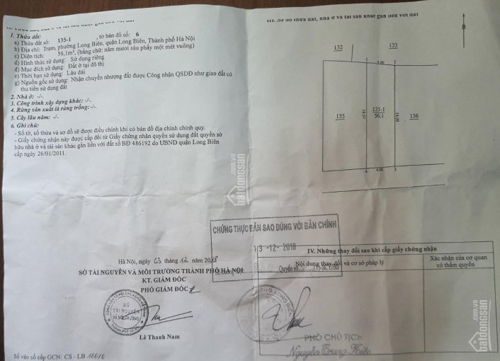 Bán đất Thổ Cư Sổ đỏ Chính Chủ Khu Tái định Cư Phường Long Biên, 561m2, Giá 3,2 Tỷ 1