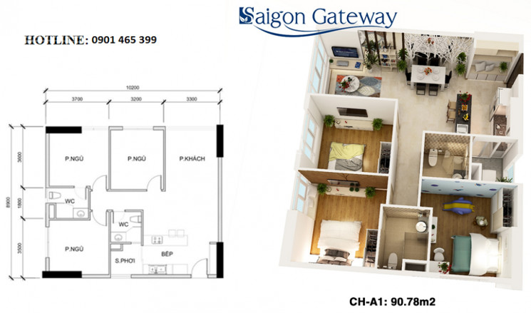 Căn Hộ Saigon Gateway 2pn Chỉ 21 Tỷ, Ngã 4 Thủ đức, Mặt Tiền Xa Lộ Hà Nội Gần Ga Metro, 0916643313 2