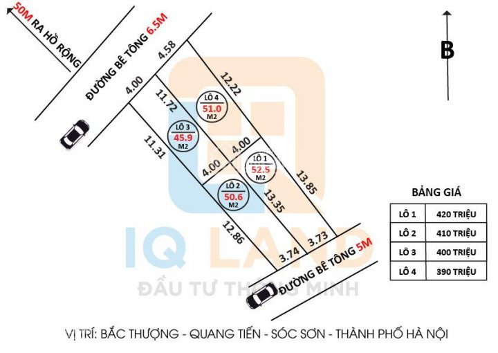 Chính Chủ Bán đất Phân Lô Tại Bắc Thượng, Quang Tiến, Sóc Sơn Chia đôi Phong Cảnh đẹp 1