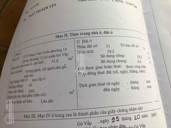 Chính Chủ Bán Nhà 157/22 Phạm Văn Chiêu, Phường 14, Gò Vấp Lh: 0907267211 4