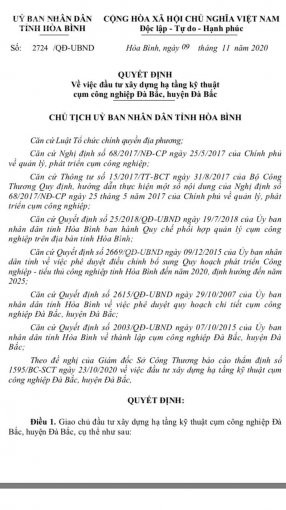 Chính Chủ Cần Bán Dự án 75 Ha Tại Cụm Công Nghiệp đà Bắc - Huyện đà Bắc - Tp Hòa Bình, Lh 0339689555 1