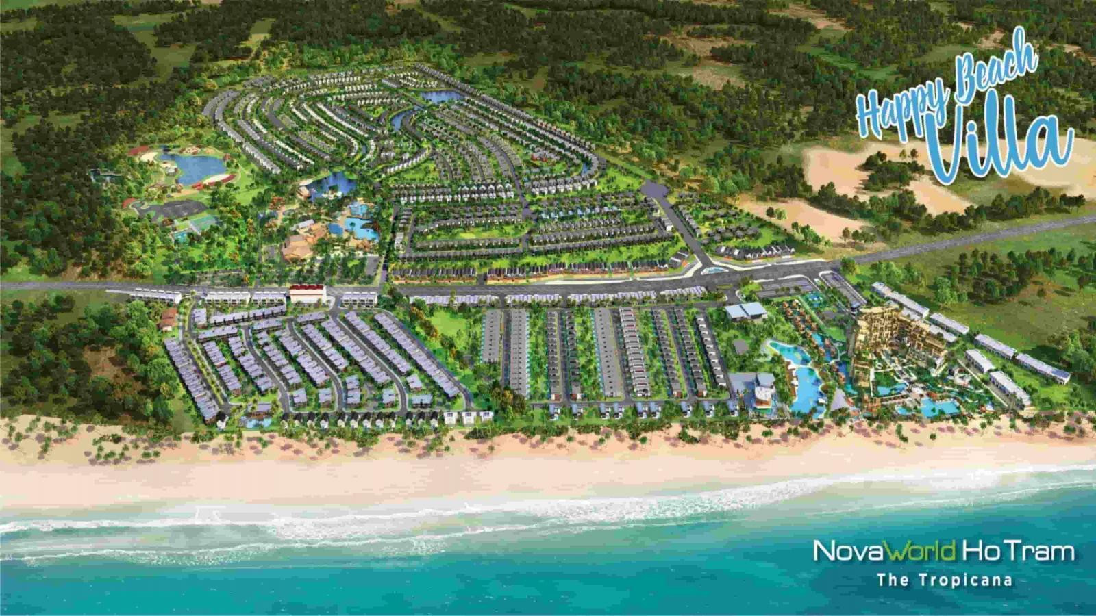 Phối cảnh tổng thể dự án Happy Beach Villas Novaworld Hồ Tràm