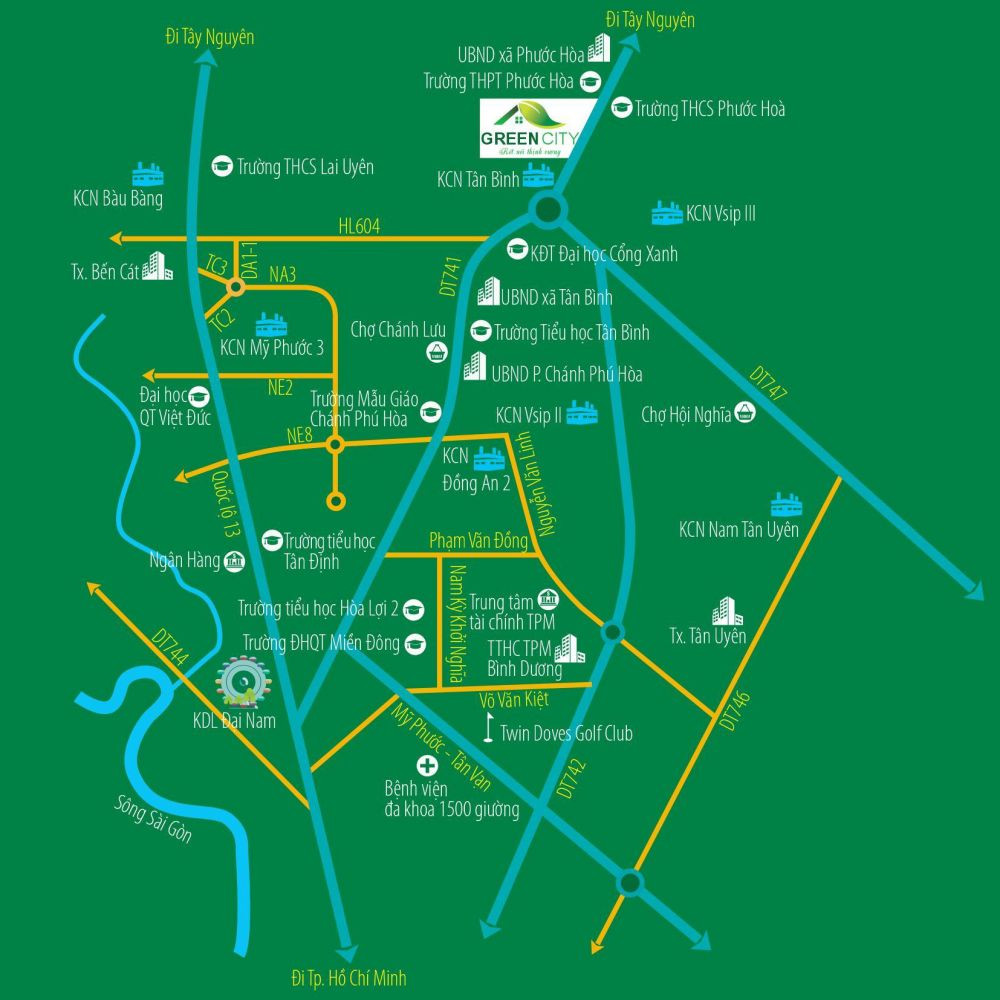 Vị trí dự án Khu đô thị Green City Phú Giáo trên bản đồ