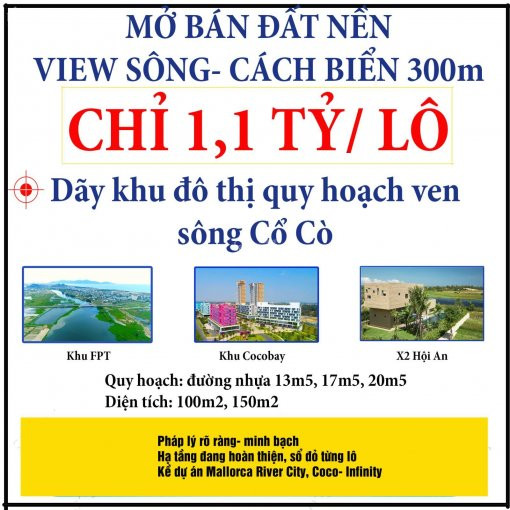 Mở Bán Giai đoạn 1 Kđt Coco Aqua Riverside View Sông Cổ Cò- Cách Biển 300m Chỉ Có 1,1 Tỷ/ Lô 1