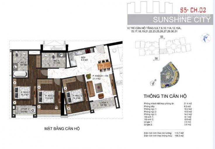 Căn Góc Hot 3pn -106m2 Tòa S5-02 Tầng Trung Có 2 Ban Công- 4 Mặt View Trọn Sân Golf- Kđt Ciputra 1