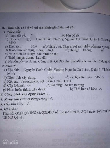 Chính Chủ Bán Nhà 2 Mặt Tiền đường Nguyễn Cảnh Chân  P Nguyễn Cư Trinh Quận 1-  0982303868 2