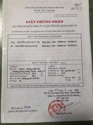 Chính Chủ Bán Nhanh Nhà Hẻm 232 đường đông Hưng Thuận 2, Quận 12 Lh: 0983494792 Gặp Hiếu 5