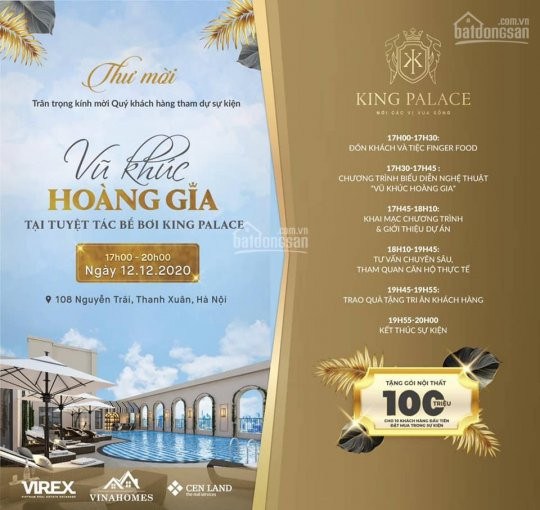 King Palace 108 Nguyễn Trãi: Bùng Nổ Sự Kiện Vàng Duy Nhất 12/12 Siêu ưu đãi Gói Quà + Ck Khủng 1