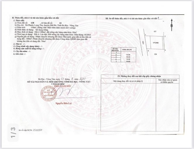 Tìm đâu Ra Lô đất 420tr Có 150m2, Có 100m2 Thổ Cư Chính Chủ Kẹt Tiền Bán Gấp Bà Rịa Vũng Tàu 1