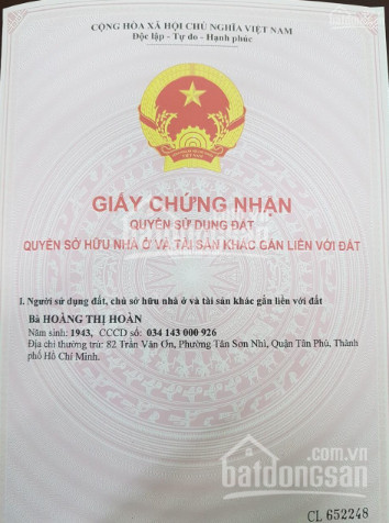 Chính Chủ Bán Nhà Mt Trần Văn ơn, Tân Sơn Nhì, Tân Phú, Dt 4x27 Gồm 1 Lầu Giá Quá Rẻ Chỉ 104 Tỷ 1