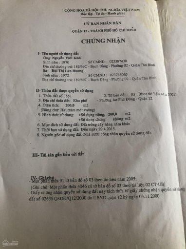 Chính Chủ Bán Nhanh đất Thổ Cư Mặt Tiền An Phú đông 25 Quận 12 Diện Tích 413m 2