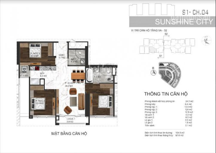 Chính Chủ Bán Nhanh Suất Ngoại Giao Sunshine City, Ch 3pn  Dt 98,1m2  2bc  View Quảng Trường Nội Khu 7