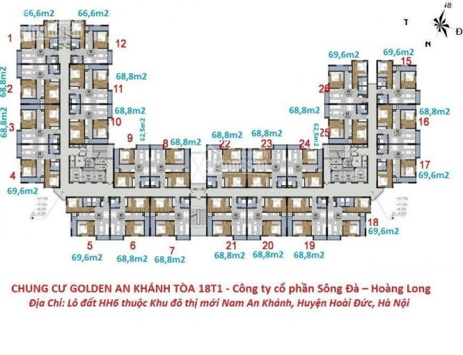 Chính Chủ Cần Bán Căn 23 Chung Cư The Golden An Khánh, Dt 66m2, Giá Bán 15tr/m2 Lh 0963777502 1