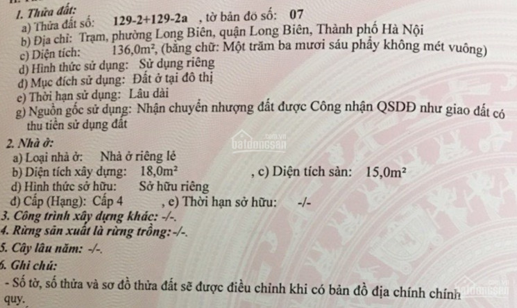 Gđ Bán Mảnh đất 136m2 Phố Trạm, Long Biên Mặt Tiền 7m Sổ đỏ Chính Chủ Mặt Ngõ 2 ô Tô Tránh Nhau 7