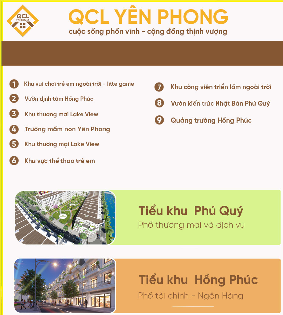 Hệ thống tiện ích nội khu dự án QLC Yên Phong