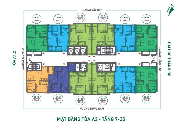 Suất Ngoại Giao Căn Hộ 70m2 Tầng Trung, Bc đông Nam, Vào Tên Trực Tiếp Cđt, Cách Mỹ đình 6km 3