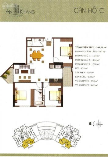 Căn Hộ An Khang, Quận 2, 90m2, 2pn, Giá Rẻ 3,5 Tỷ 2