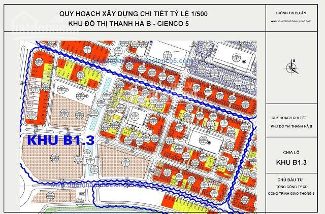 Chính Chủ Bán Lô đất Liền Kề 100m2, đường 46m, Thanh Hà Cienco 1