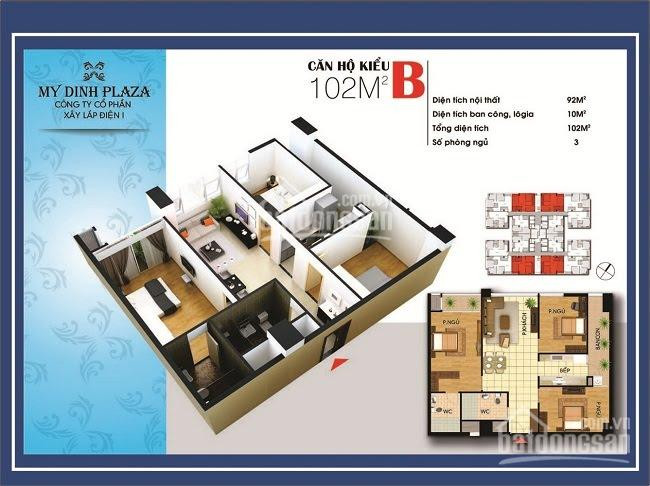 Chính Chủ Bán Nhanh Căn Hộ 102m2, 3pn - Mỹ đình Plaza, 138 Trần Bình, Nam Từ Liêm, Hà Nội 25tr/m2, Sổ đỏ Trao Tay 1