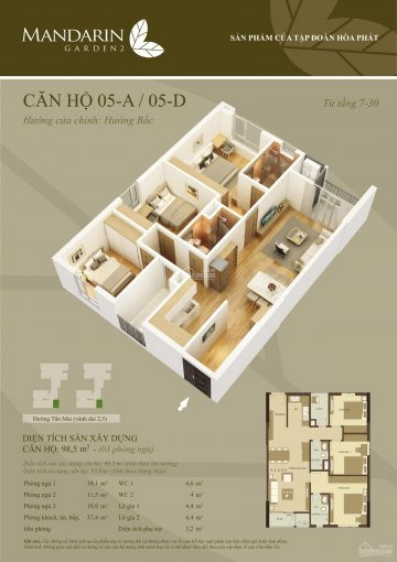 Chính Chủ Bán Nhanh Gấp Gấp Căn 98,5m2 Mandarin Garden 2, Giá 3,2 Tỷ, 0973817255 1