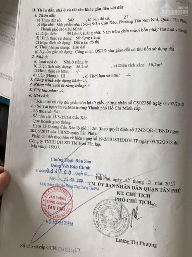 Chính Chủ Cần Bán Mặt Tiền Hoa Bằng Nối Dài Ra Hẻm 15/5 Cầu Xéo Lộ Giới đủ 12m Dt: 600m2 Nhà Cấp 4 2