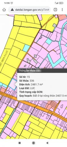 đất Tại 883 đức Tân Tân Trụ Dt 52x47 Giá 1,5tỷ/1000m2 Chuyển Thổ Full 1