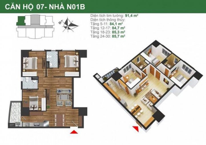 Mở Bán Các Căn Hộ Chung Cư Tòa No1b Diện Tích 76-84-95-121m2 5