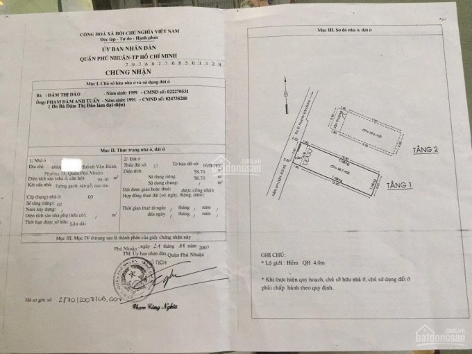 Chính Chủ Bán Nhà Hẻm 1168 Trường Sa, Phường 13, Phú Nhuận 59m2, Ngang 4m 6,25 Tỷ 5