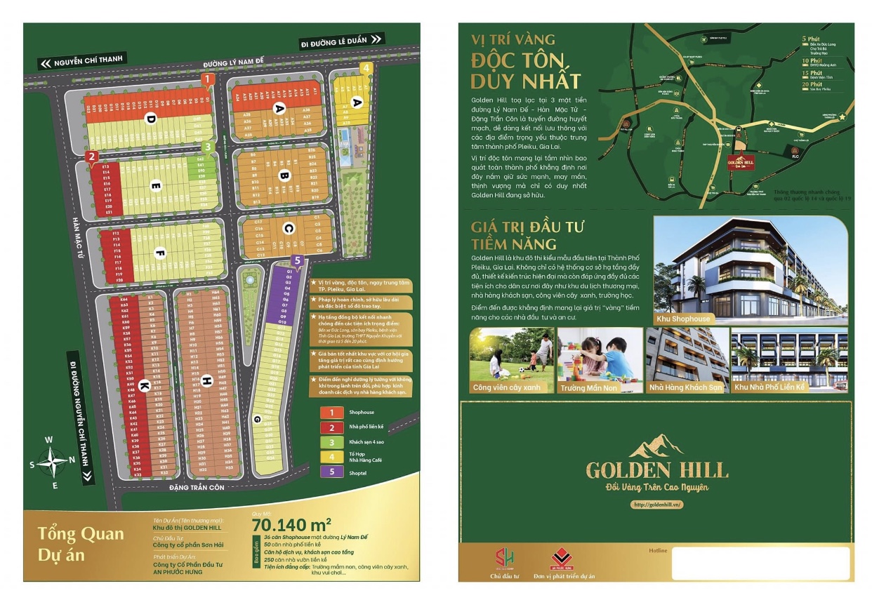 KĐT Golden Hill nằm ngay TTTP Pleiku pháp lý rõ ràng giá chỉ từ 15tr/m2