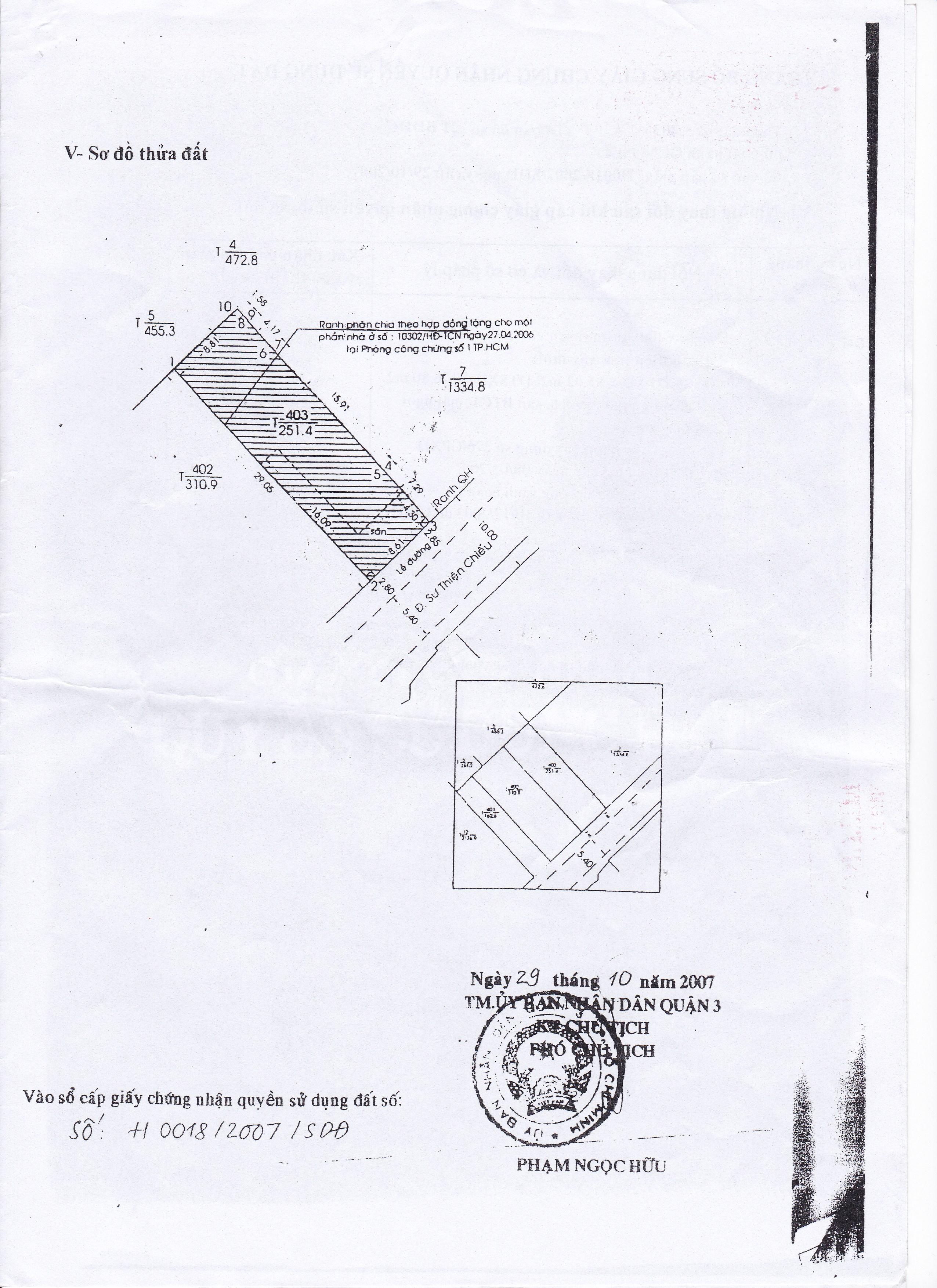 Bán nhà số 6 Sư Thiện Chiếu,Quận 3 DTCN: 251m2 - Giá 75 tỷ tặng GPXD hầm 7 lầu 2