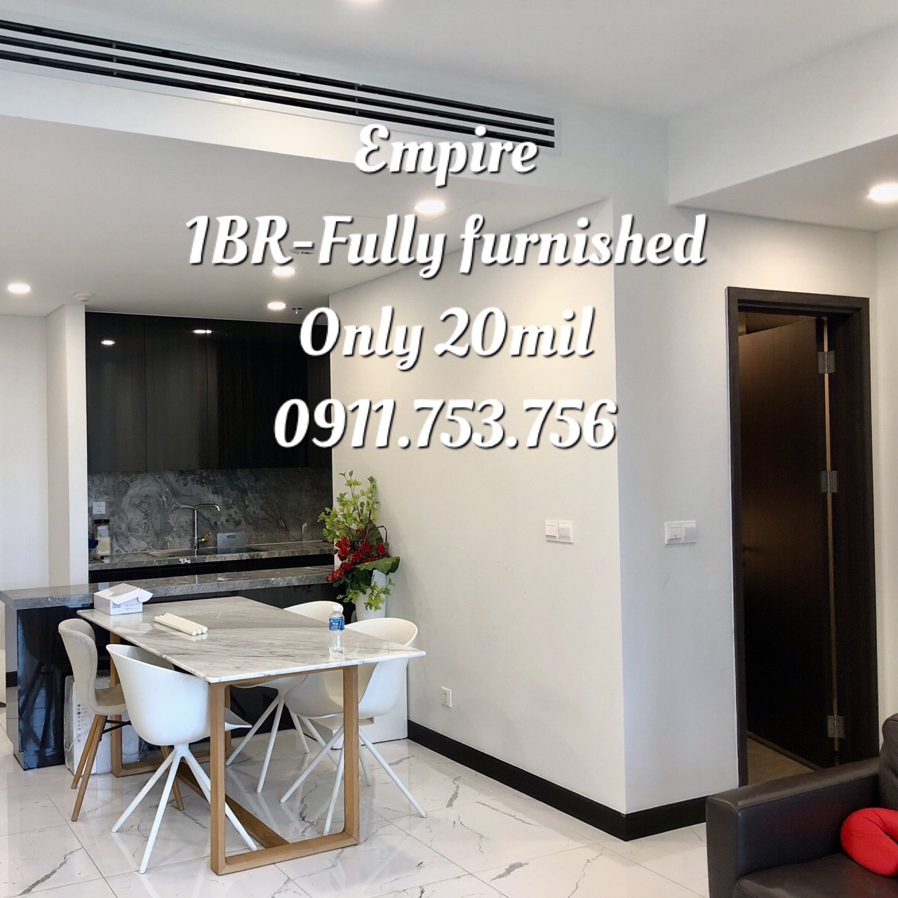 Tuyet 0911 753 756- 1BR Empire apartment for lease- 20 millions vnd 2