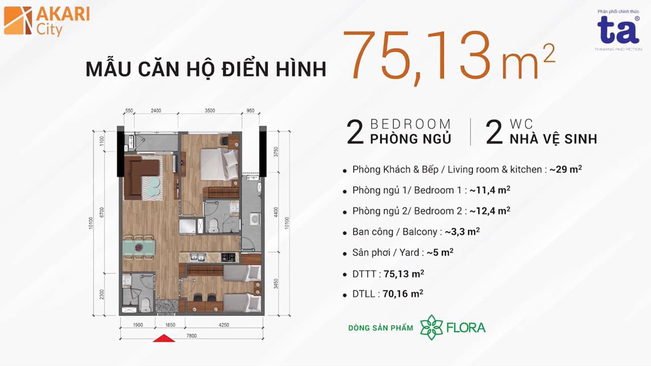Cần bán Căn hộ chung cư dự án Akari City Nam Long, Diện tích 75m², Giá  Tỷ - LH: 0931131466 6