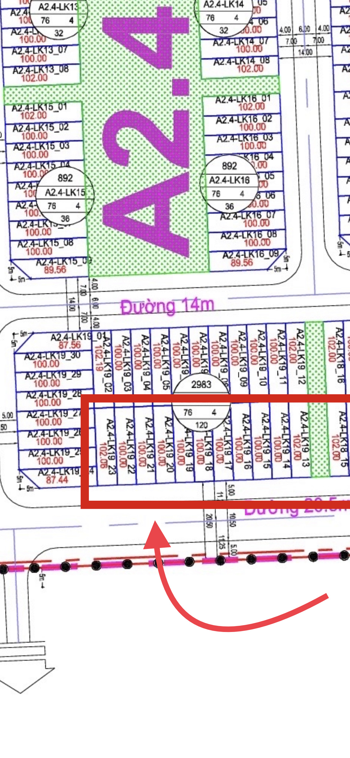 Chính chủ cần bán lô đất A2.4 lk19 gần ngã tư, trường học giá đầu tư tại KDT Thanh Hà Cienco 5